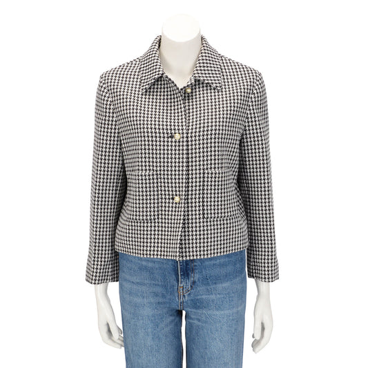 Dior Black & White Wool Houndstooth Jacket FR 40