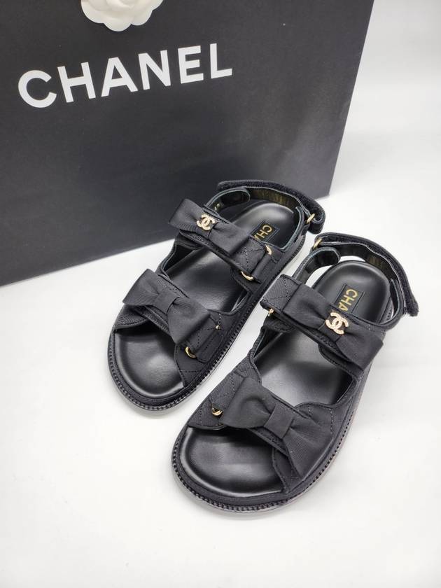 WoMen's Ribbon Velcro Sandals Black Chanel