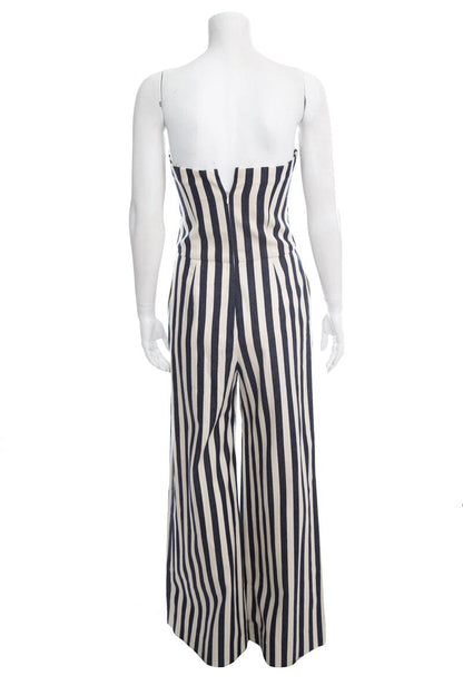 Chanel Striped Nautical Canvas Denim Jumpsuit SZ 38