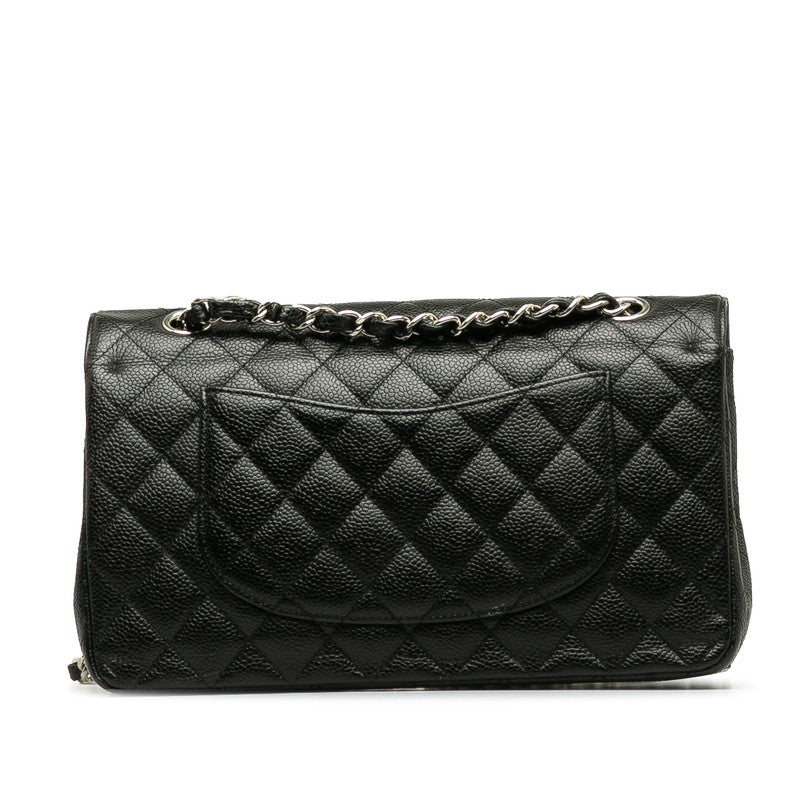 Chanel Matrace 25 Cocomark Double Flap ilver  Chain Shoulder Bag Black Caviar S  CHANEL