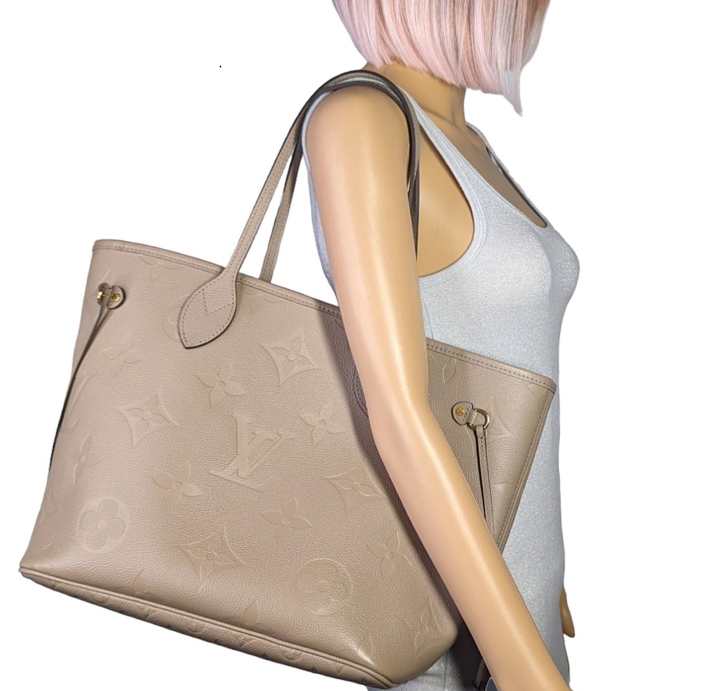 Louis Vuitton Turtledove Monogram Empreinte Neverfull MM Tote