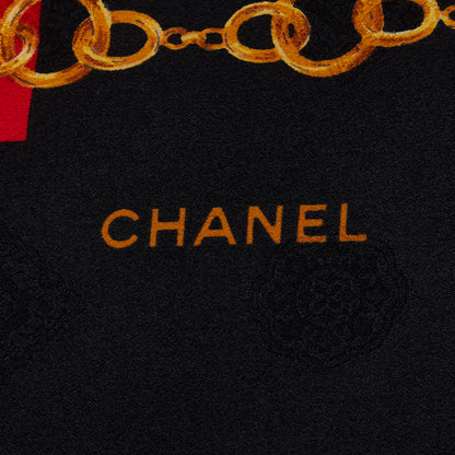 Chanel Cocomark Chain carf Black Red Multicolor Silk  Chanel