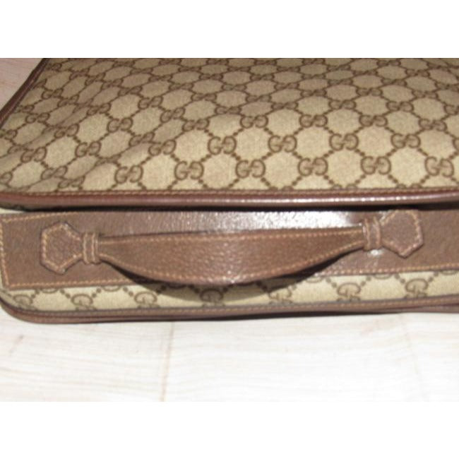 Gucci Ophidia Brown Crossbody Guccissima Coated Canvas Leather Top Handle Red Green Stripe