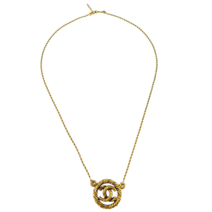 Chanel Medallion Pendant Necklace Gold 3298
