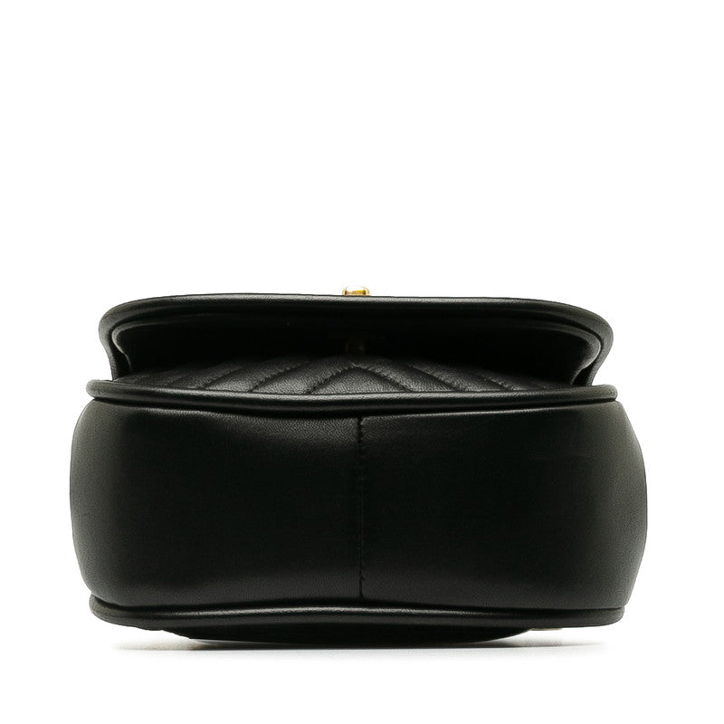 Chanel Coco V Stitch Top Handle  Chain Shoulder Bag Black Leather  CHANEL Middle] Vintage