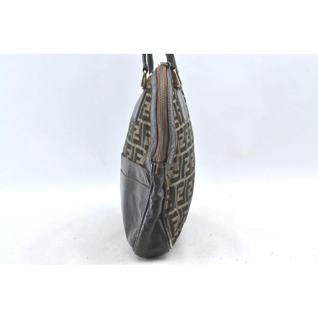 Fendi Top Handle Two Way Tobacco Zucca Print Canvas And Leather Satchel