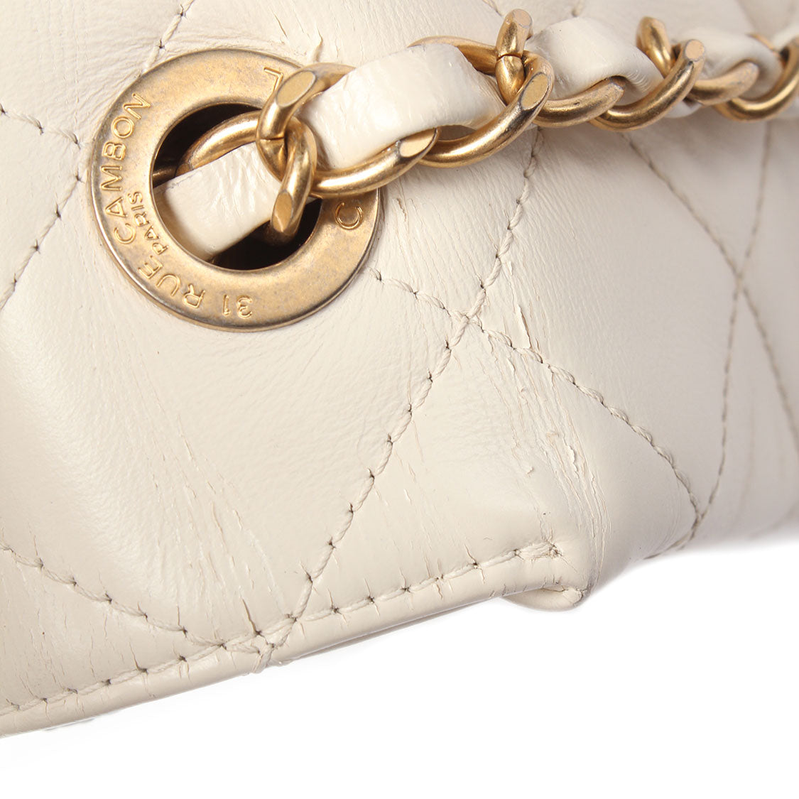 Chanel Quilted Leather Enchained Flap Bag Leather Shoulder Bag in Excellent condition