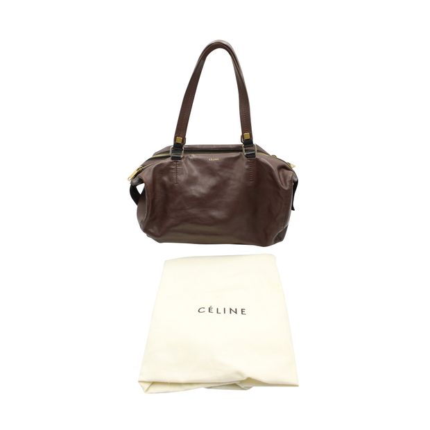 Celine Dark Brown Triple Zip Satchel