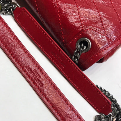 Yves Saint Laurent Niki Baby Chain Bag In Crinkled Vintage Red