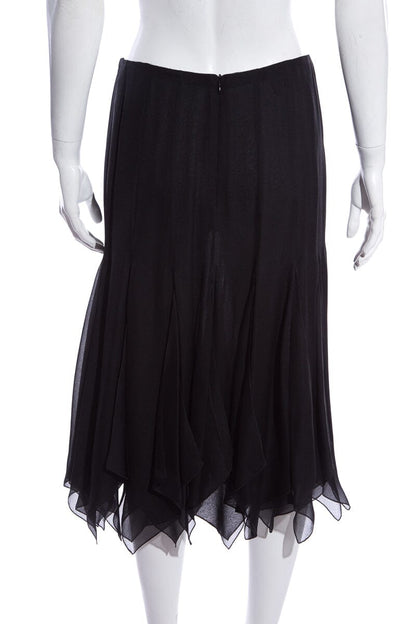 Chanel Cruise '06 Black Panel Ruffle Hem Skirt SZ 42