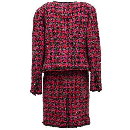 Chanel Setup Suit Jacket Skirt Black