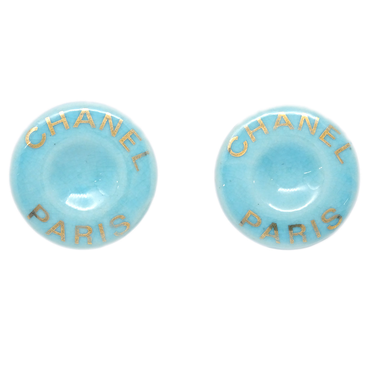 Chanel Button Earrings Clip-On Gold 97P