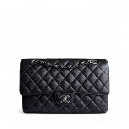 Chanel Classic Flap Medium - Caviar 25CM Quilted Black Silver Hardware Series 18
