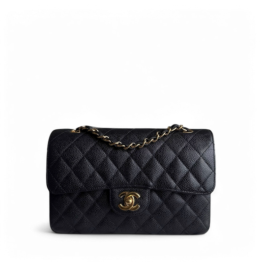 Chanel Classic Flap Small - Caviar 23CM Quilted Black Gold Hardware Series 16