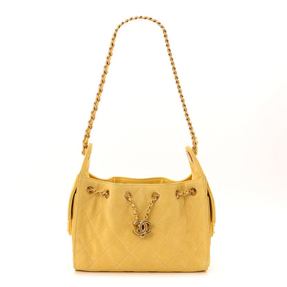 Suede Quilted Mini Chanel 25 Handbag Yellow