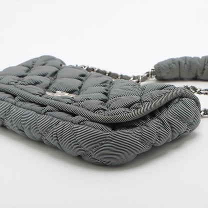 Chanel Bubble Kilt Nylon Chain Shoulder Bag Gr Silver  13th