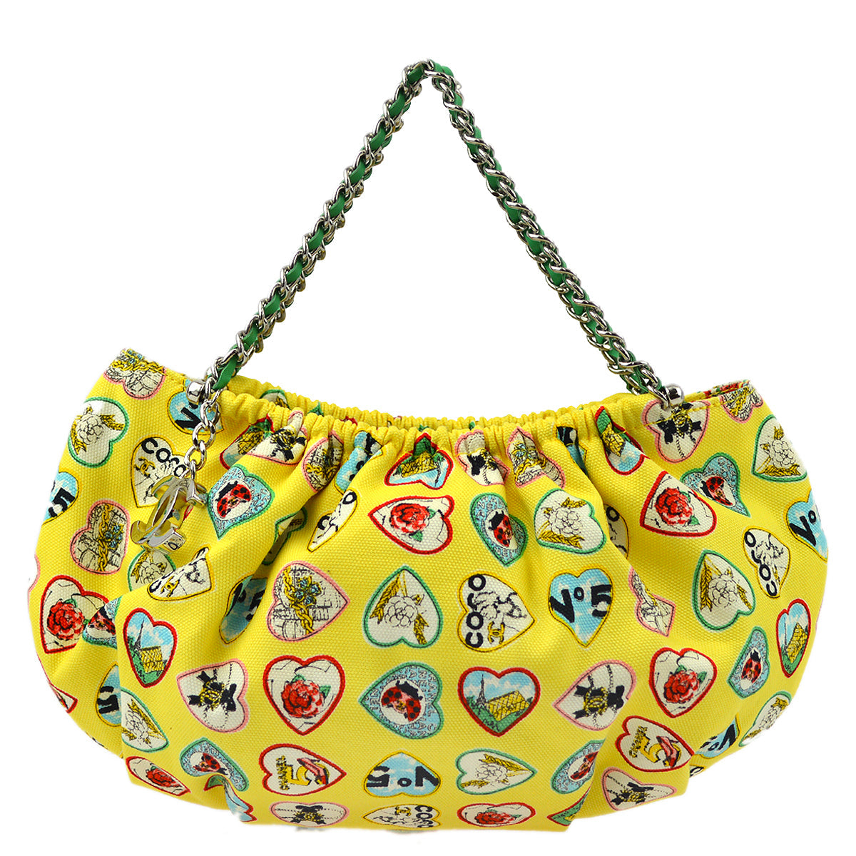 Chanel Yellow Canvas Valentine Chain HandBag