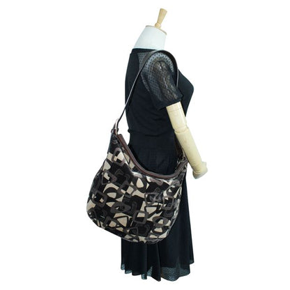 Celine Brown Print Velvet Shoulder Bag