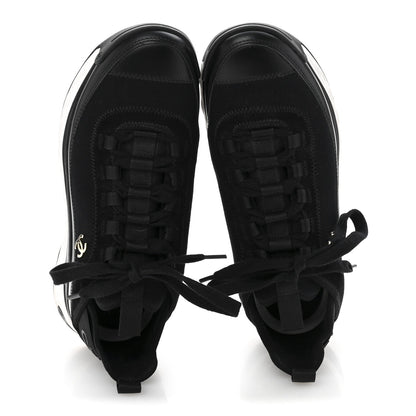 Velvet Calfskin Mixed Fibers CC Sneakers 38 Black
