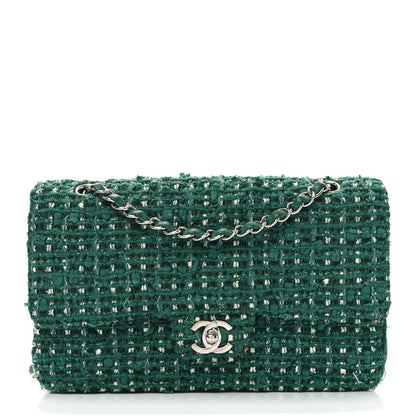 Tweed Quilted Medium Double Flap Green