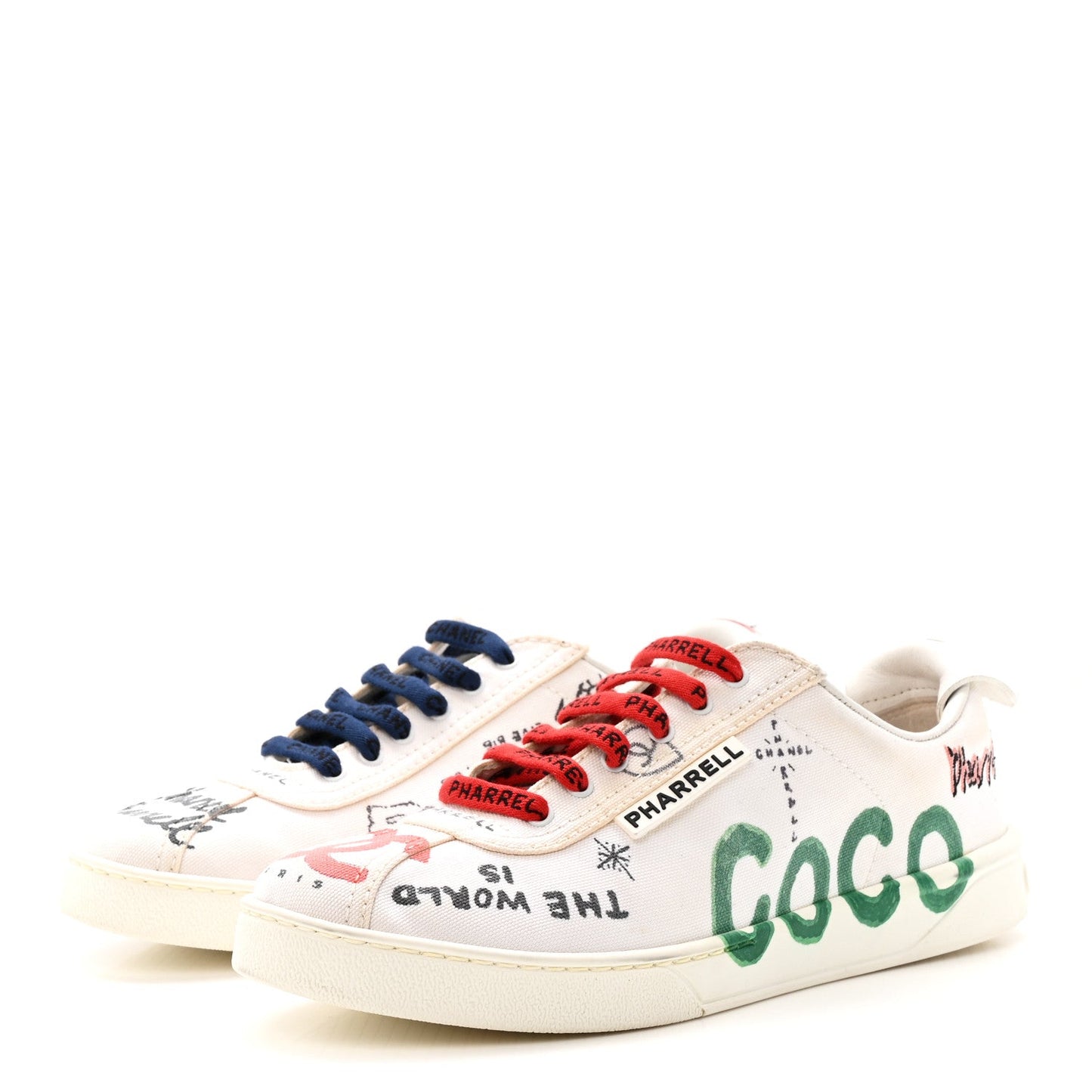X PHARRELL WILLIAMS Canvas Womens Sneakers 38 White Multicolor