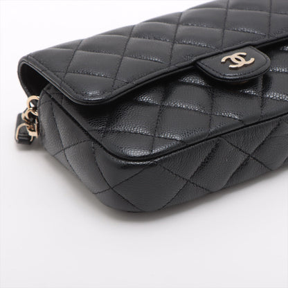 Chanel Matrasse Caviar S Chain Wallet Black G