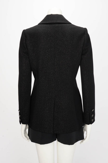 Chanel Black Lurex Tuxedo Style Jacket FR 38
