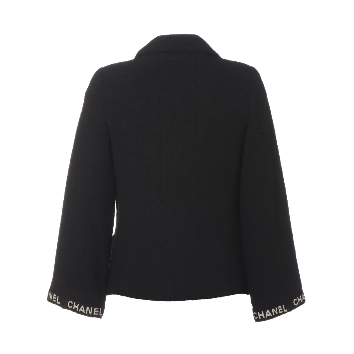 Chanel Coconut Button 95A Wool  Nylon Jacket 38  Black P05747V04386 Twid Logo Stitching