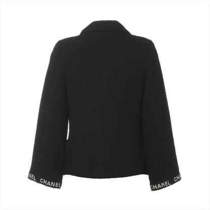 Chanel Coconut Button 95A Wool  Nylon Jacket 38  Black P05747V04386 Twid Logo Stitching