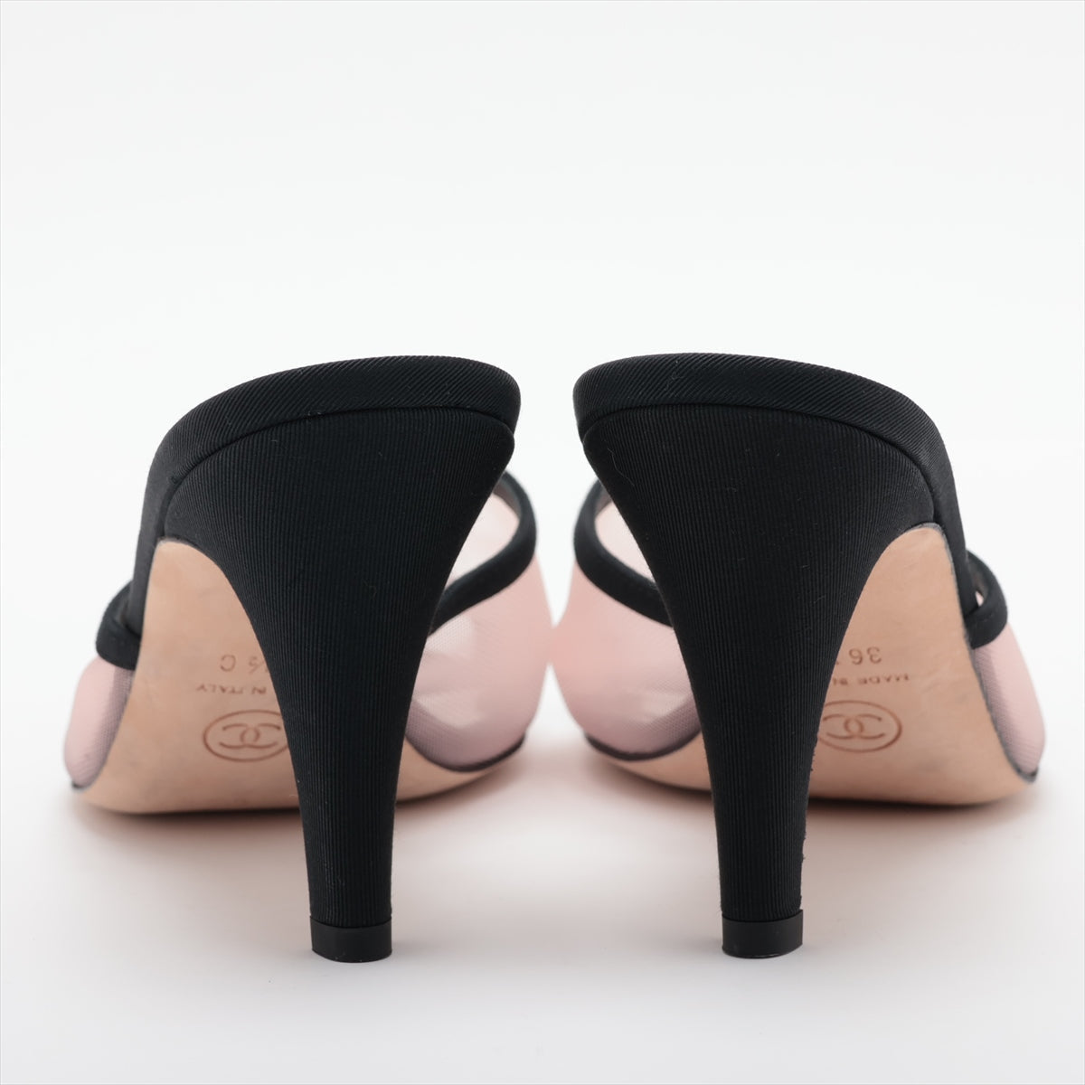 Chanel Coco Mesh x Patent Leather Sandal 36 1/2  Black x Pink