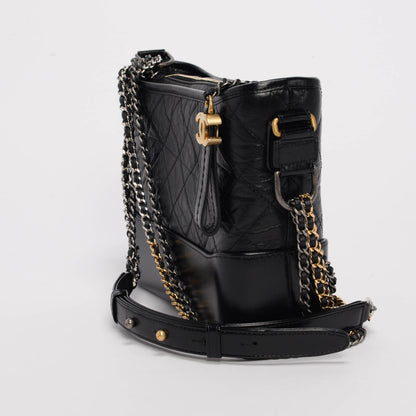 Chanel Black Aged Calfskin Medium Gabrielle Hobo Bag