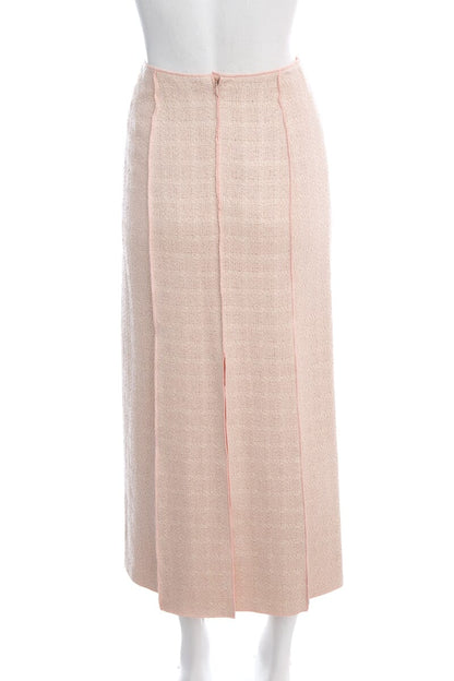 Chanel 1999 Pink Woven Linen Maxi Skirt SZ 36