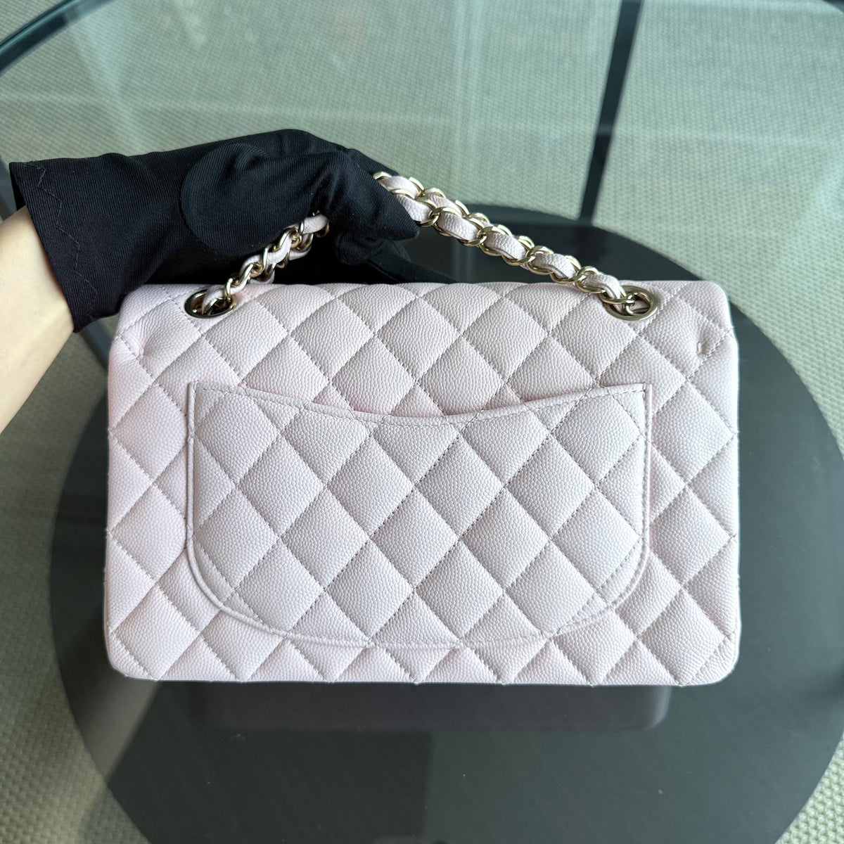 Chanel Classic Flap Small - Caviar 23CM Quilted Light Sakura Pink Gold Hardware Microchip