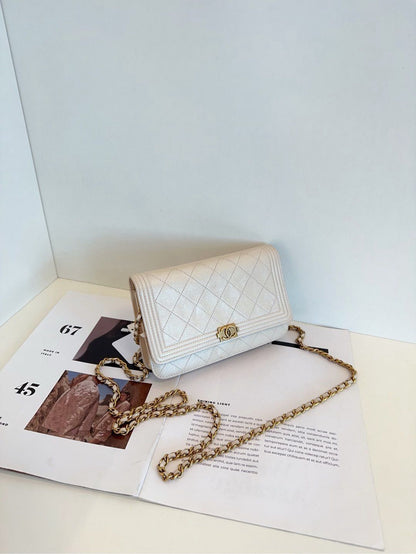 Chanel Leboy WOC chain bag white