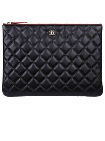 Classic Medium Lambskin Clutch Bag Black Chanel