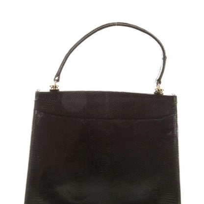 1960's Gucci black lizard top handle Kelly bag w blue lapis clasp