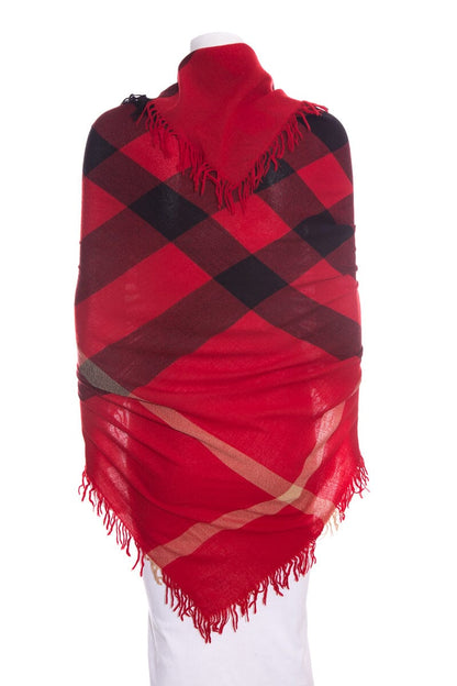 Burberry Red & Black Plaid Scarf