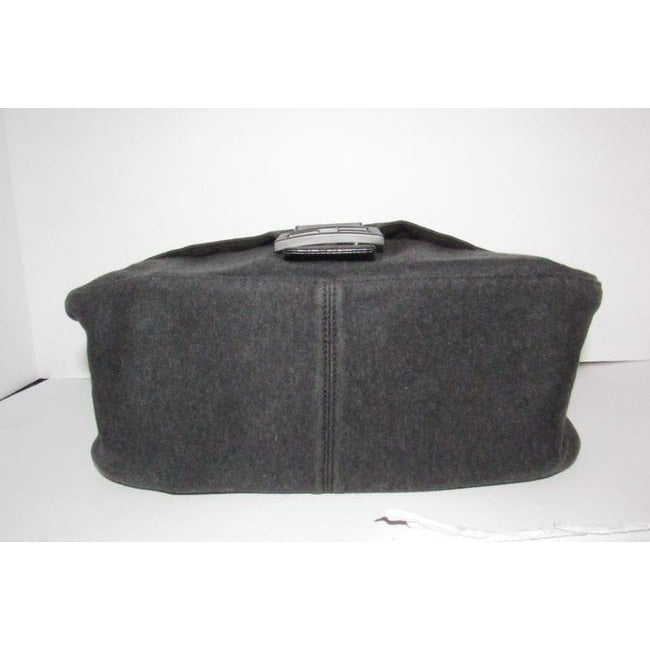 Fendi Shoulder Bag Jersey Mamma Forever Jerseypatent Charcoal Grayblack Wool And Leather Baguette
