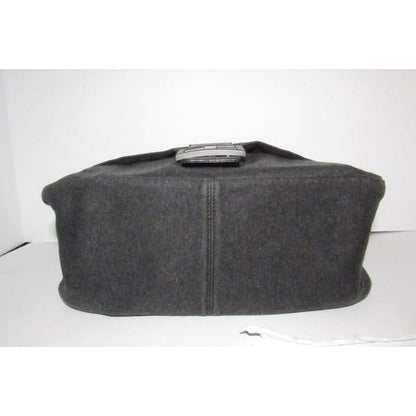 Fendi Shoulder Bag Jersey Mamma Forever Jerseypatent Charcoal Grayblack Wool And Leather Baguette
