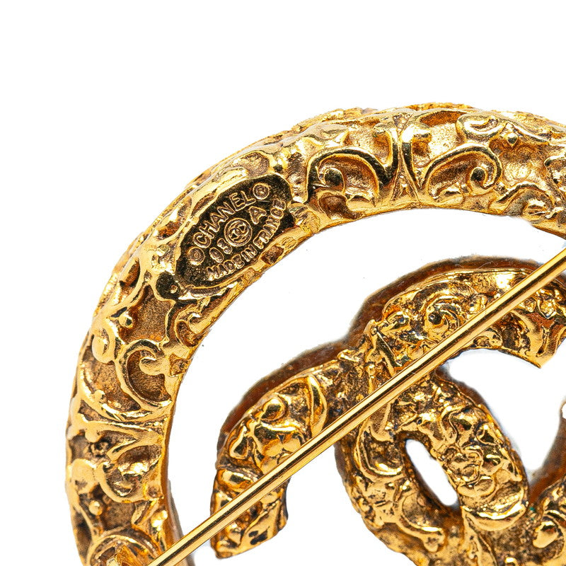 Chanel Gold-Plated Coco Mark Lava Brooch Plastic 03A