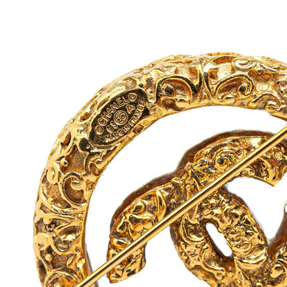 Chanel Gold-Plated Coco Mark Lava Brooch Plastic 03A