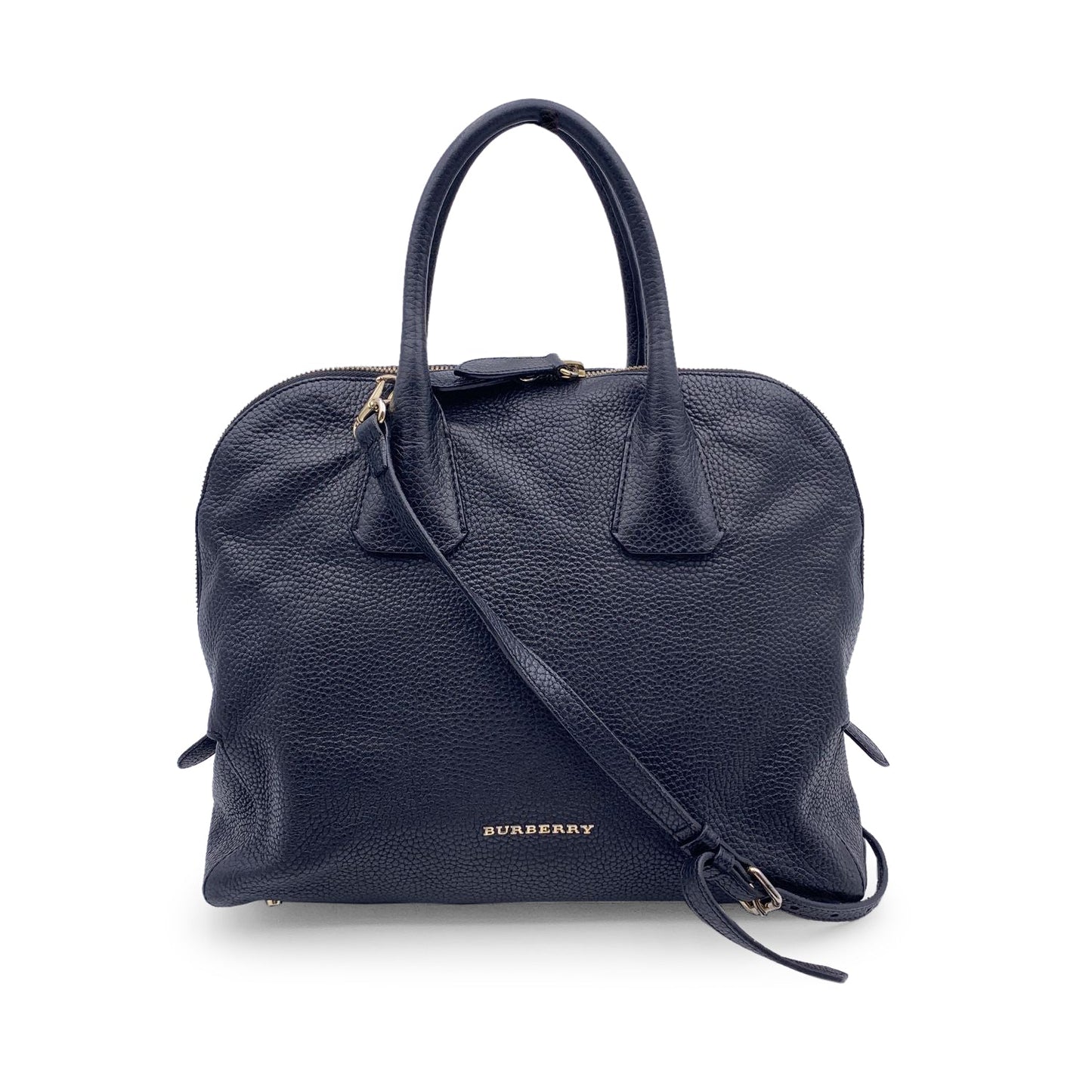 Burberry Black Leather Greenwood Dome Bag Satchel With Strap