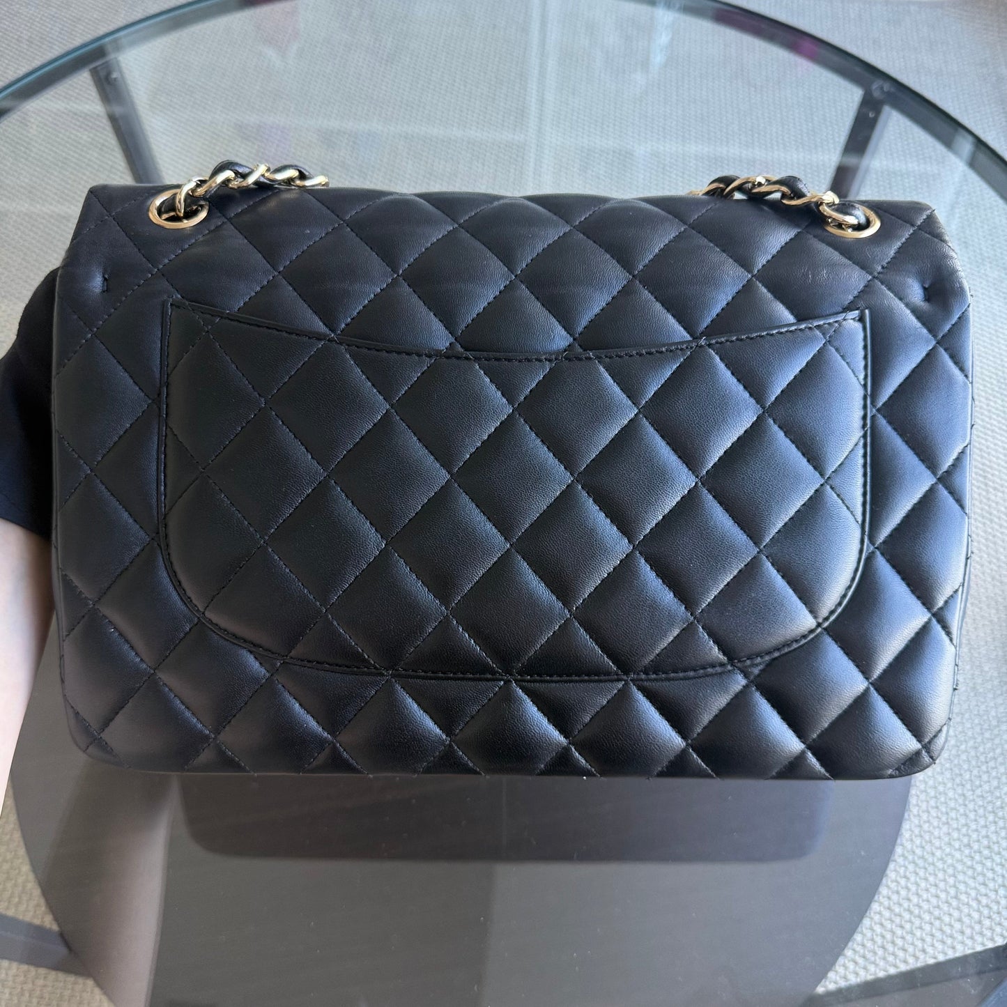 Chanel Classic Flap Jumbo - Double Flap Quilted Lambskin Black Gold Hardware Series 19