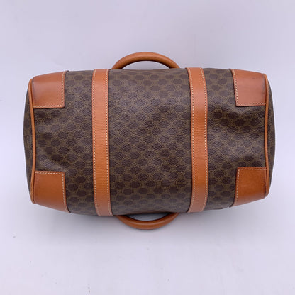 Celine Vintage Brown Macadam Canvas Handbag Boston Bag
