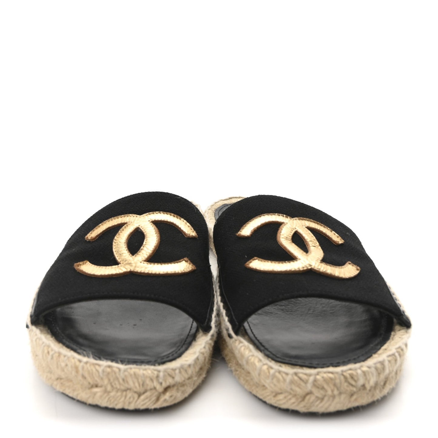 Wool Laminated Lambskin CC Slide Sandals 41 Black Gold