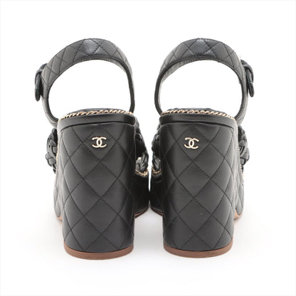 Chanel Coco Matrasse Leather Sandal 37  Black G30758