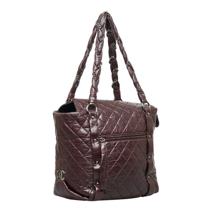 Chanel Cocomark Luxury Line Chain houlder Bag  Bag Brown Silver Leather  CHANEL