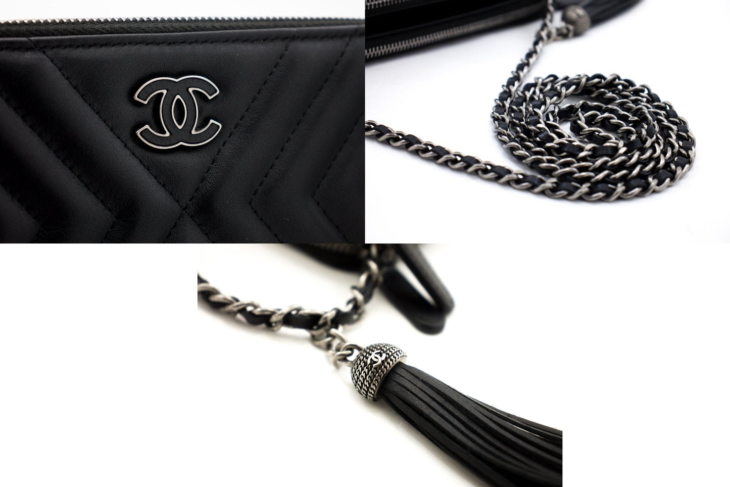 CHANEL 2019 Lambskin Wallet On Chain WOC Double Zip Chain Bag SV