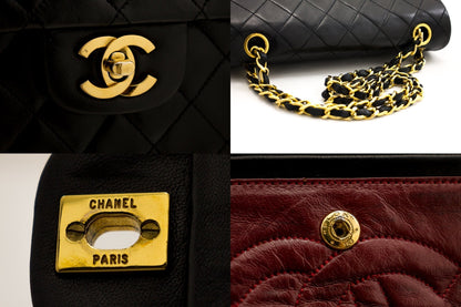 CHANEL 2.55 Double Flap Small Chain Shoulder Bag Black Lambskin