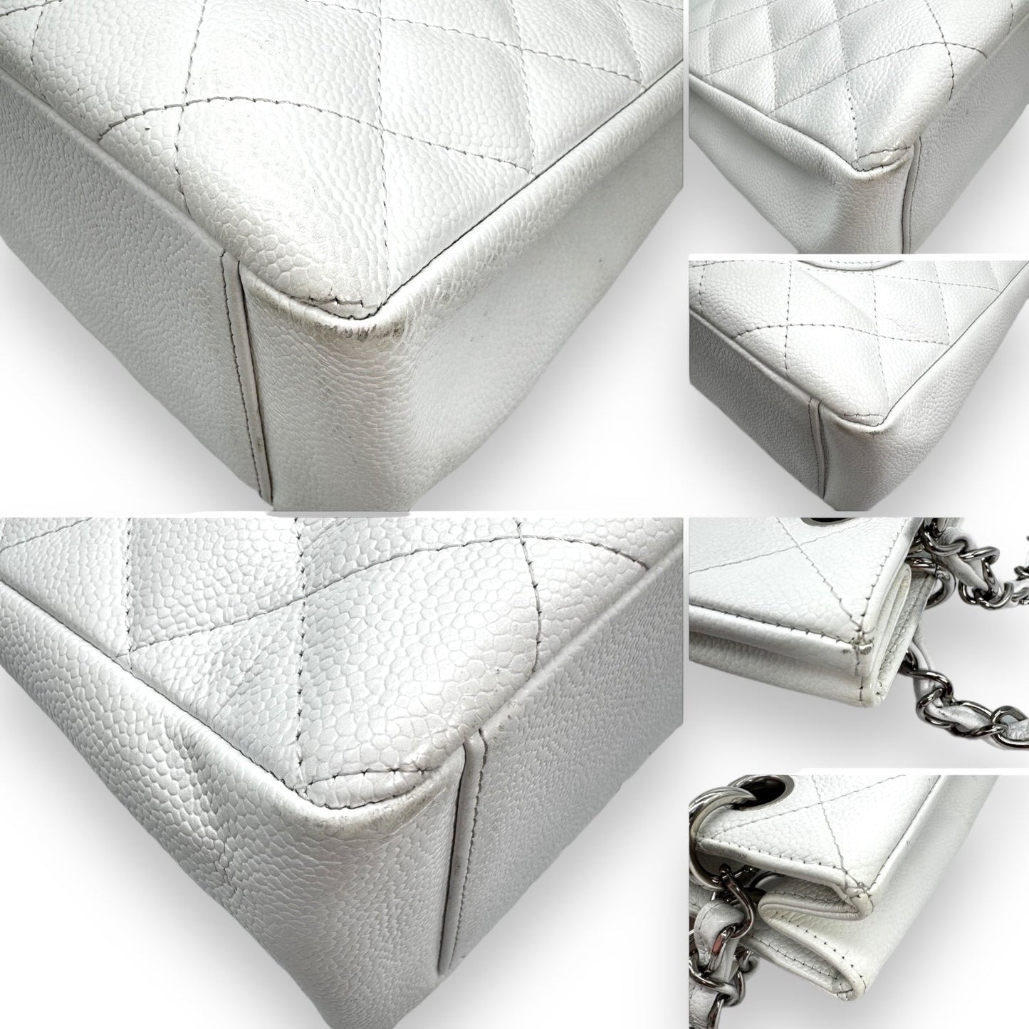 Chanel Vintage White Caviar Petite Shopping Tote PST